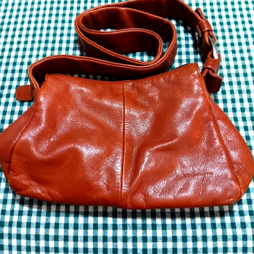 Leather Liz Claiborne bag by Leather  & Co. Wide crossbody or shoulder bag.